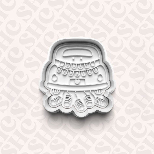 DONE TO ORDER: Just Married Car Cookie Cutter + Fondant Set