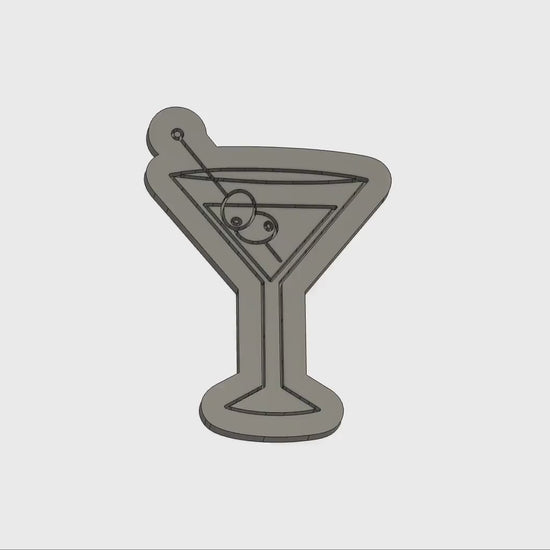 Dirty Martini Glass Cookie Cutter & Embosser STL - 3D Printable Cocktail-Themed Baking Tool, Martini Party Cookie Design | Martini Debosser