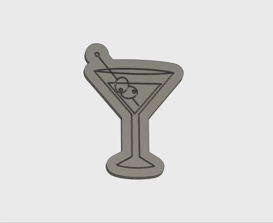 Dirty Martini Glass Cookie Cutter & Embosser STL - 3D Printable Cocktail-Themed Baking Tool, Martini Party Cookie Design | Martini Debosser