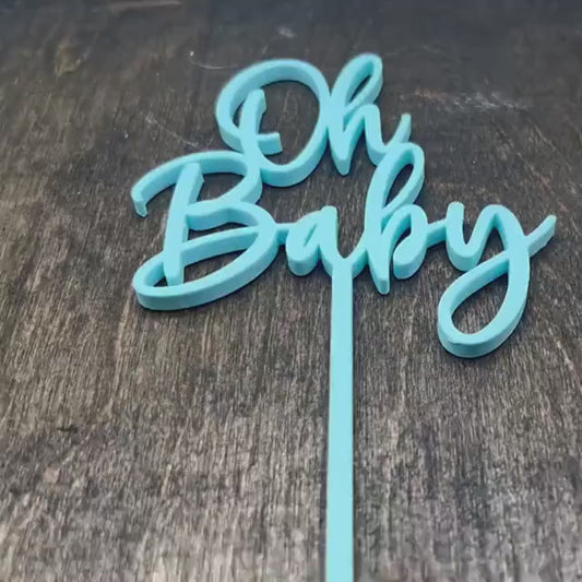 Oh Baby Cake Topper + Charm STL, 3D Print Cake Topper,Baby Shower Cake Charm STL, Gender Reveal Cake Topper, 3d printed cake topper