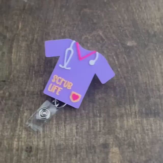 3D Badge Topper STL, Scrub Top STL, Scrub Top Badge Topper, Badge reel topper stl, medical badge reel stl, healthcare worker stl
