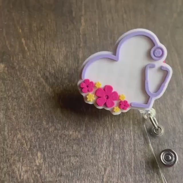 3D Badge Topper STL, Spring Stethoscope Badge Reel Topper STL – 3D Print File for Nurses, Floral Medical Badge Accessory