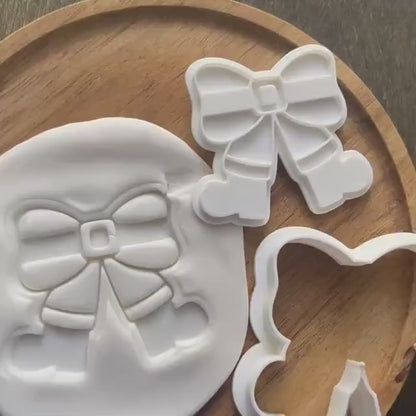 Santa Bow Cookie Cutter & Fondant Stamp STL, Santa Cookie Cutter Stamp, Christmas STL, Holiday Cookie Cutter, Santa Cookie