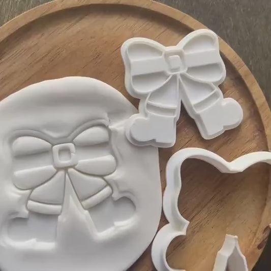 Santa Bow Cookie Cutter & Fondant Stamp STL, Santa Cookie Cutter Stamp, Christmas STL, Holiday Cookie Cutter, Santa Cookie