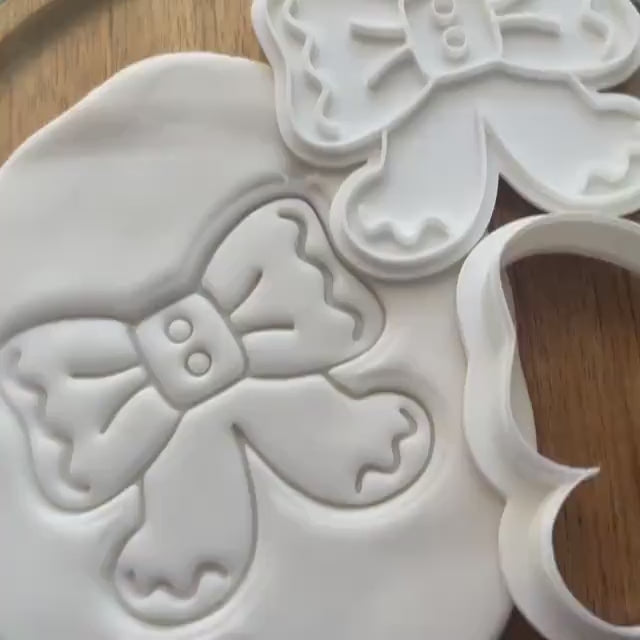 Gingerbread Bow Cookie Cutter & Fondant Stamp STL, Gingerbread Cookie Cutter Stamp, Christmas STL, Holiday Cookie Cutter, Gingerbread Cookie