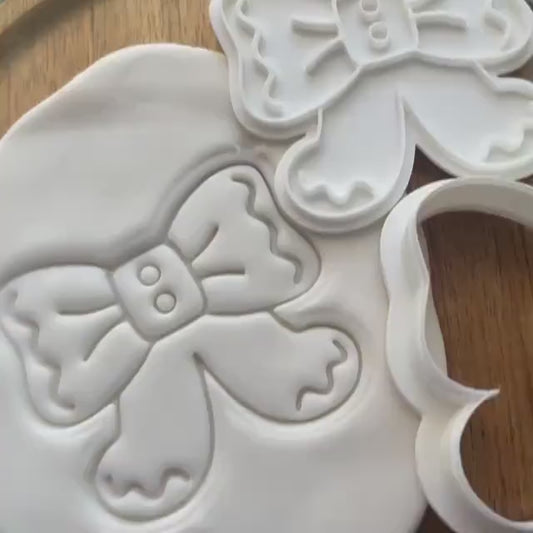Gingerbread Bow Cookie Cutter & Fondant Stamp STL, Gingerbread Cookie Cutter Stamp, Christmas STL, Holiday Cookie Cutter, Gingerbread Cookie