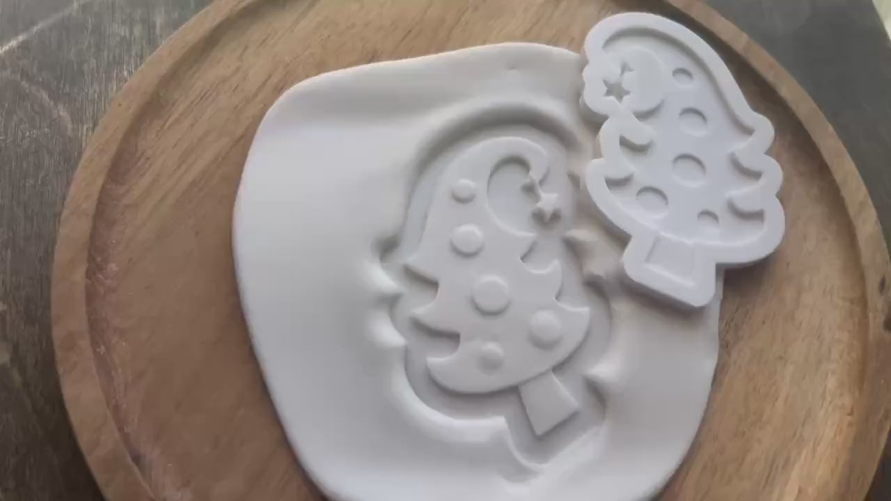 Christma Tree Cookie Cutter, Fondant Embosser, Whimsical Tree Cookie Cutter STL, Whimsical Tree Embosser, Xmas Cookies, Xmas Fondant Stamp