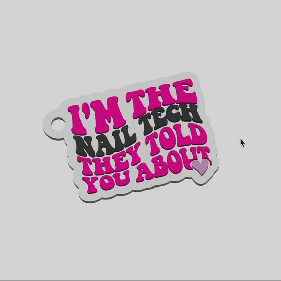 Nail Tech Keychain STL File | 3D Keychain STL | Retro Double-Layer 3D Printed Keychain |  Funny Nail Tech Gift | Nail Tech Accessory