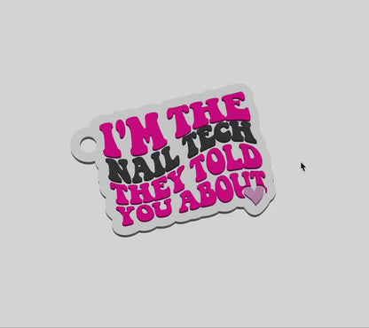 Nail Tech Keychain STL File | 3D Keychain STL | Retro Double-Layer 3D Printed Keychain |  Funny Nail Tech Gift | Nail Tech Accessory