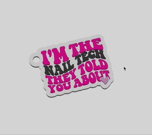 Nail Tech Keychain STL File | 3D Keychain STL | Retro Double-Layer 3D Printed Keychain |  Funny Nail Tech Gift | Nail Tech Accessory