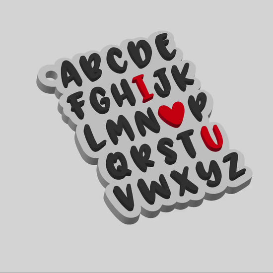 Alphabet "I Love You" Keychain STL File| Gift Design for 3D Printing |Valentine Keychain STL File | Alphabet Keychain Stl | Valentine Gift