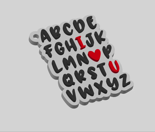 Alphabet "I Love You" Keychain STL File| Gift Design for 3D Printing |Valentine Keychain STL File | Alphabet Keychain Stl | Valentine Gift