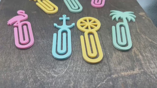 Summer Bookmark STL Designs – 6 Fun Shapes: Sun, Palm Tree, Leaf, Wheel, Anchor, Flamingo, Shell