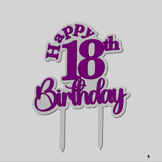 Happy Birthday Cake Topper STL, 3D Print Cake Topper, Birthday Cake Topper STL, 18th Birthday Cake Topper, 3d printed cake topper,