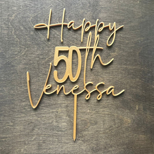 Custom Single Layer Cake Topper (3 Lines-Text Only) - SHCreations