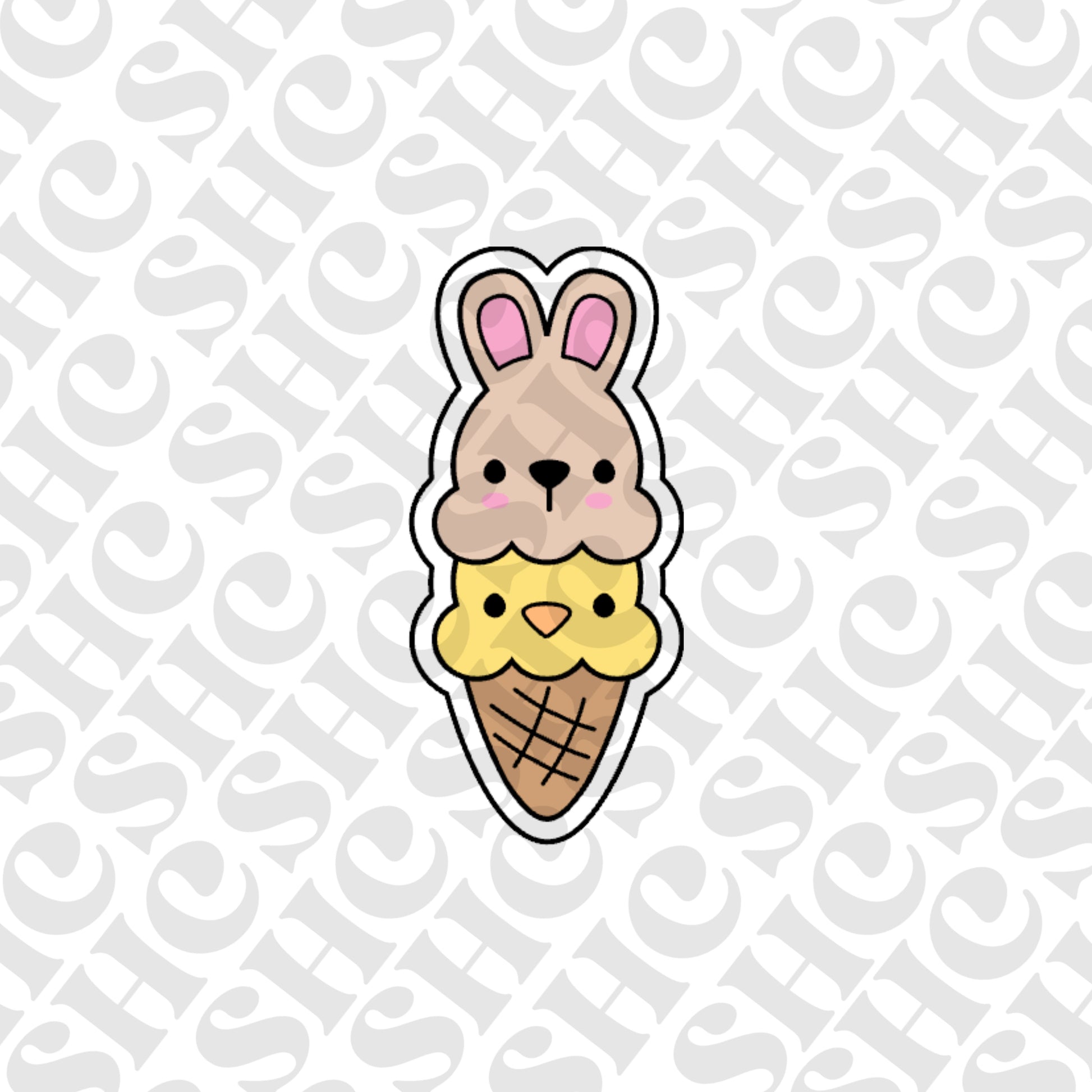 DONE TO ORDER: Bunny Icecream Cookie Cutter/Fondant Stamp/Embosser - SHCreations