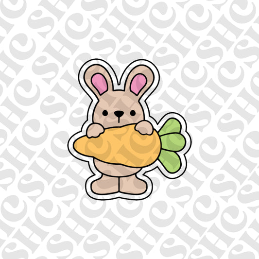 DONE TO ORDER: Bunny w/Carrot Cookie Cutter + Fondant Stamp/Embosser - SHCreations