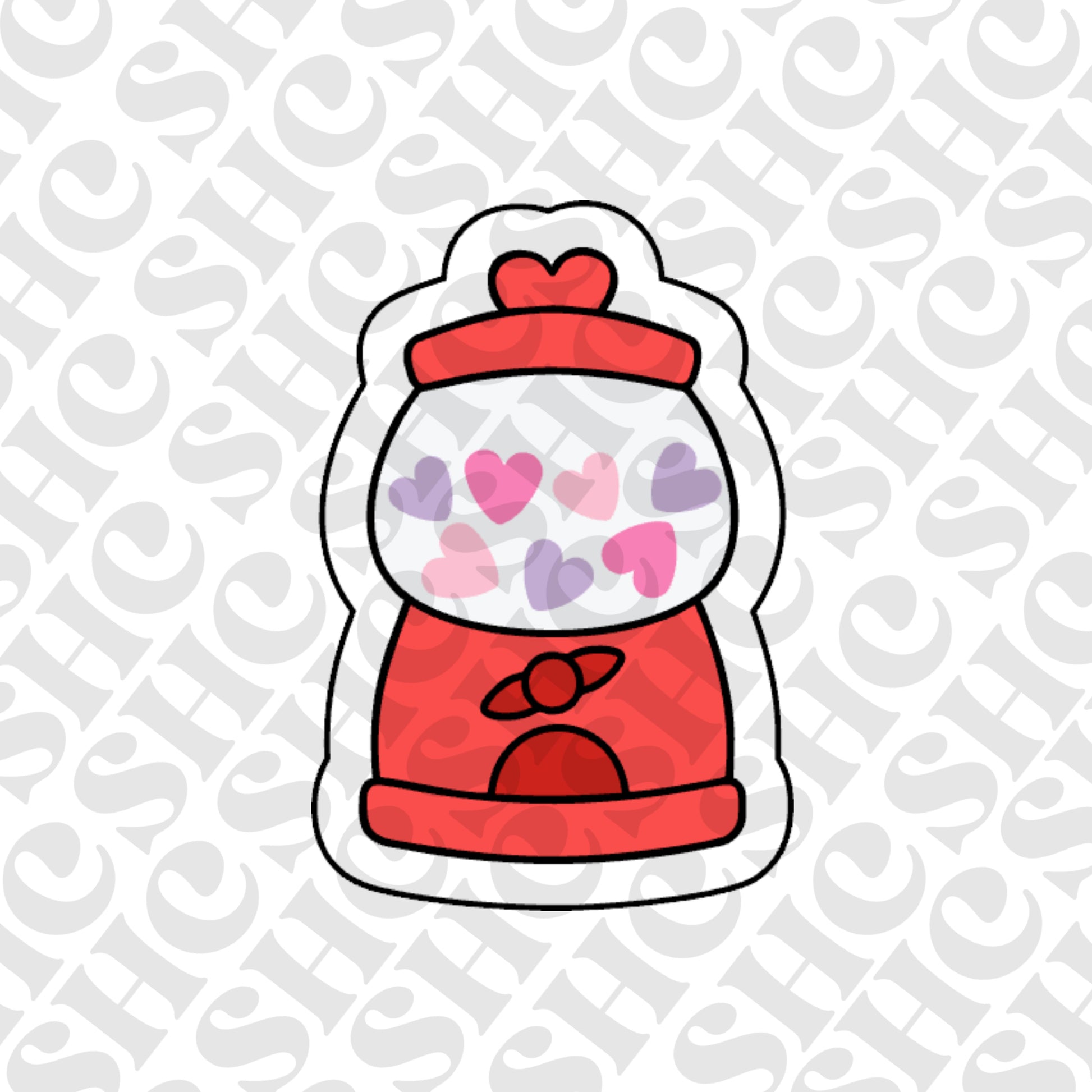 DONE TO ORDER: Gumball w/Heart Cookie Cutter + Fondant Embosser - SHCreations