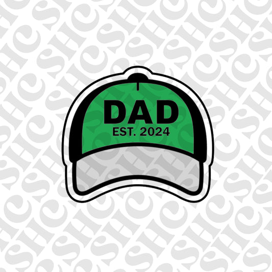 DONE TO ORDER: "Dad Est. 2024" Hat Cookie Cutter + Fondant Stamp/Embosser - SHCreations