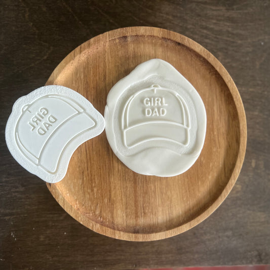 DONE TO ORDER: "Girl Dad" Hat Cookie Cutter + Fondant Stamp/Embosser - SHCreations