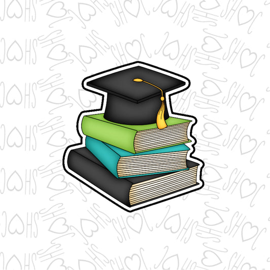 DONE TO ORDER: Grad Hat Bookstack Cookie Cutter - SHCreations