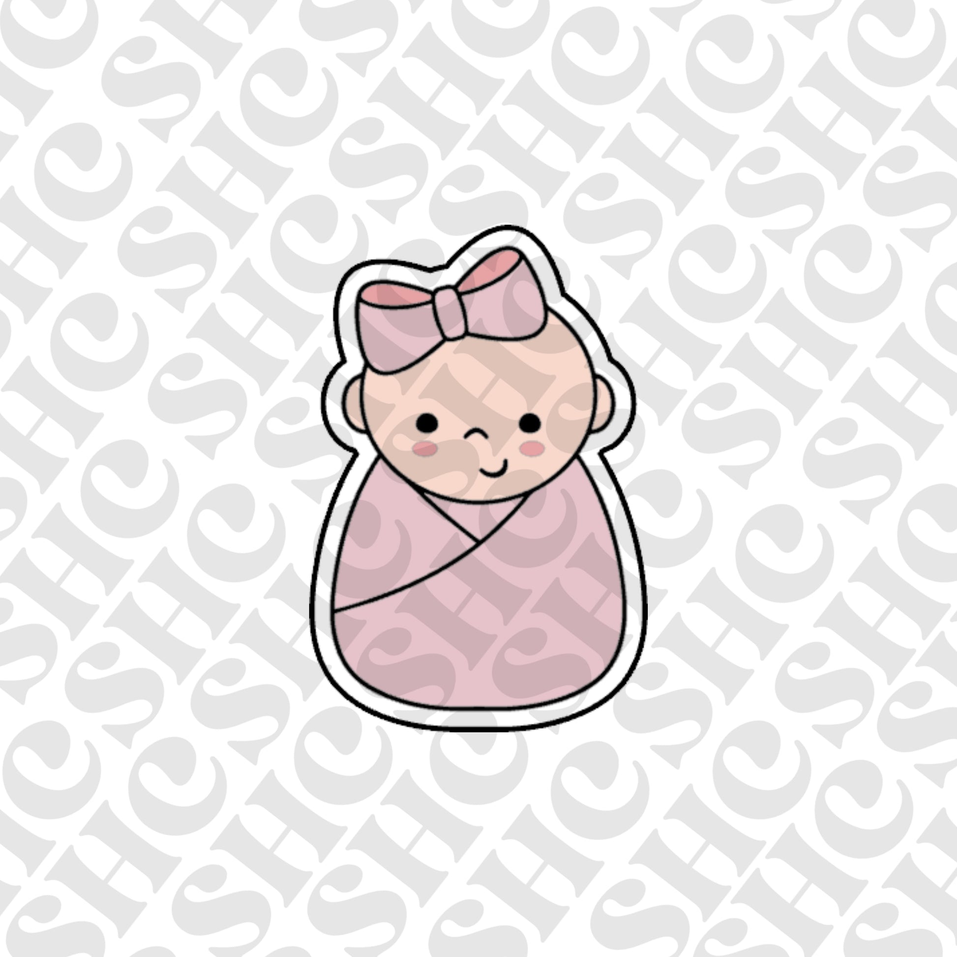 DONE TO ORDER: Baby Girl Swaddle Cookie Cutter/Fondant Stamp/Embosser - SHCreations
