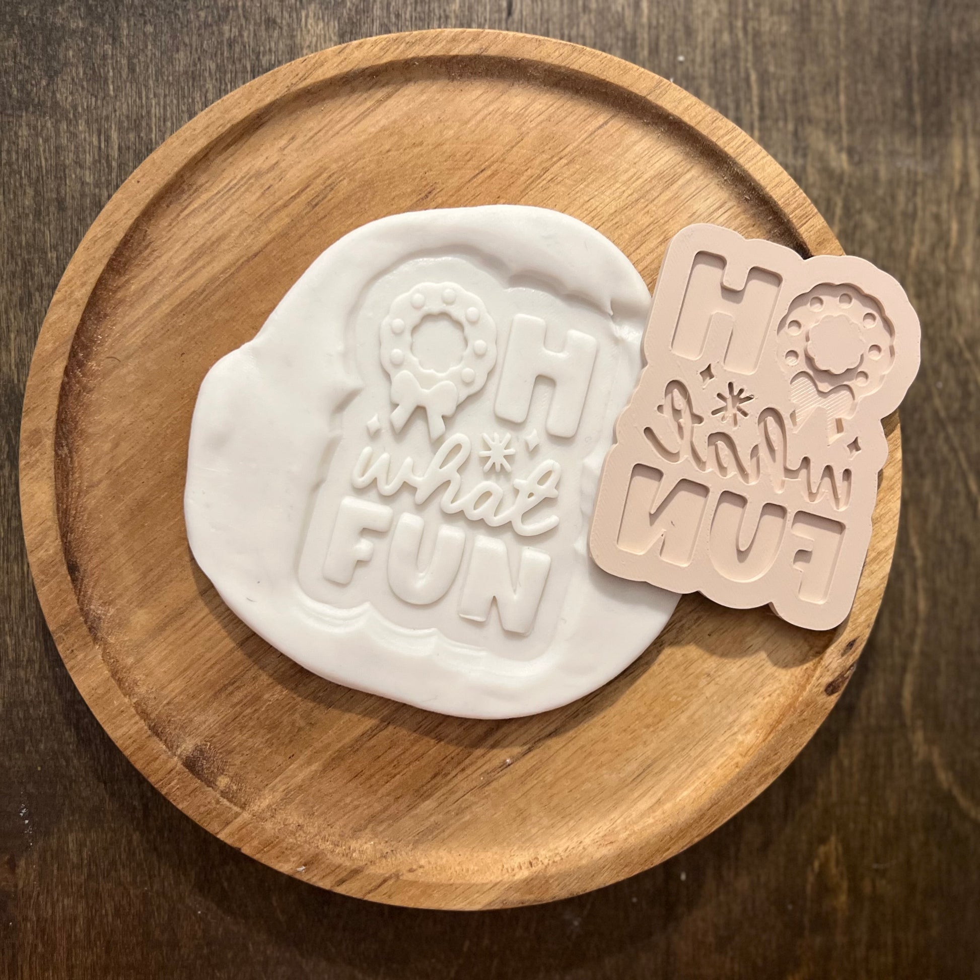 DONE TO ORDER: 'Oh what Fun' Cookie Cutter + Fondant Embosser - SHCreations