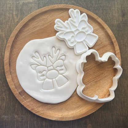 DONE TO ORDER: Reindeer Bow Cookie Cutter/Fondant Stamp - SHCreations
