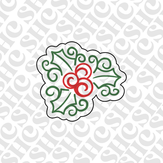 DONE TO ORDER: Swirly Holly Leaf Cookie Cutter + Fondant Embosser - SHCreations