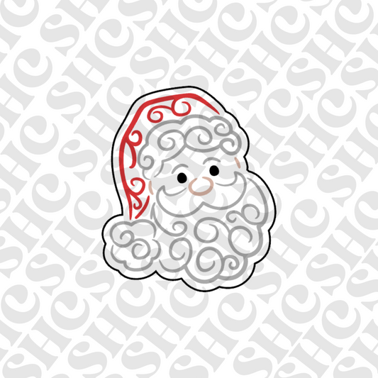 DONE TO ORDER: Swirly Santa Cookie Cutter + Fondant Embosser - SHCreations