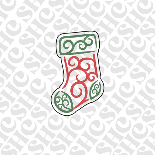 DONE TO ORDER: Swirly Stocking Cookie Cutter + Fondant Embosser - SHCreations