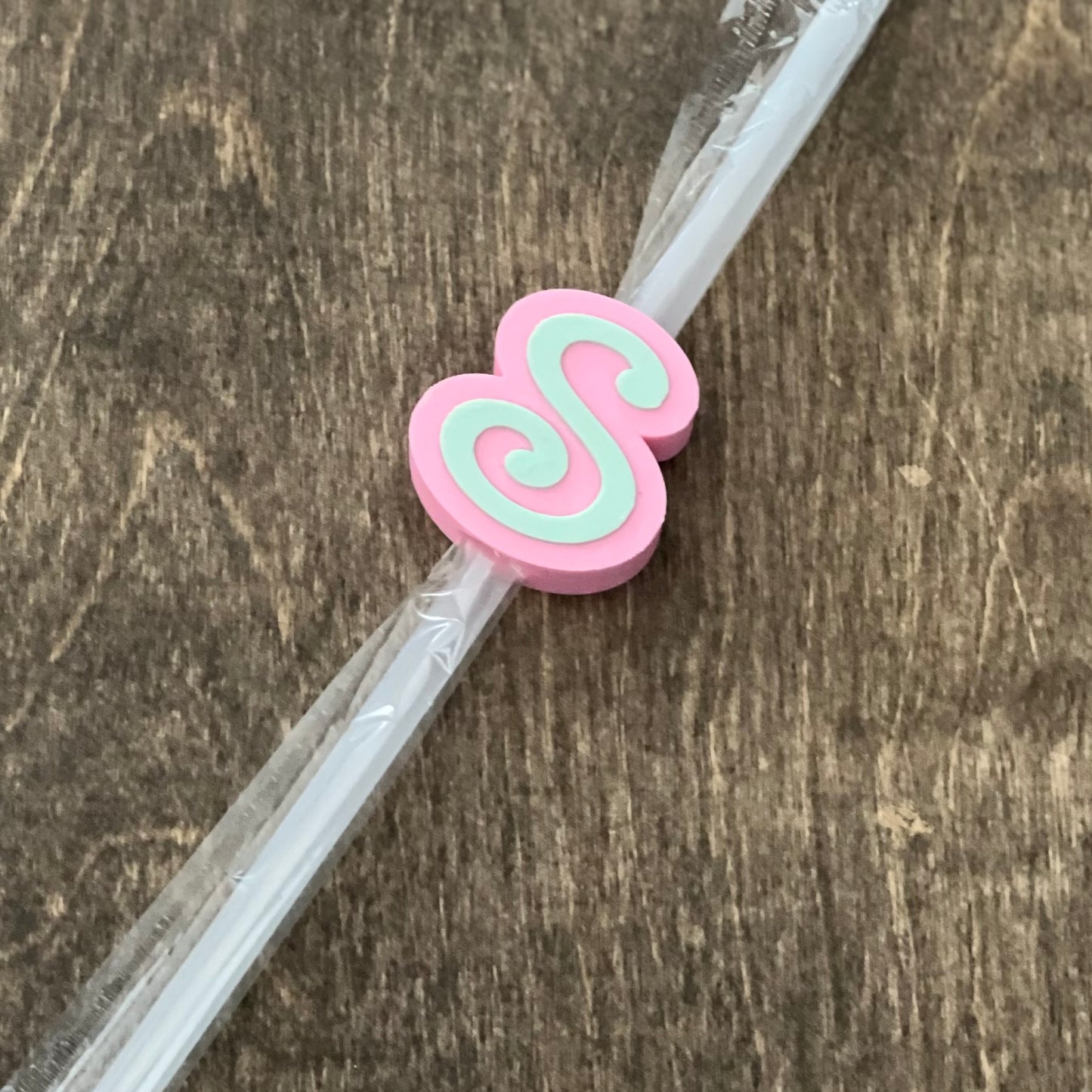 DONE TO ORDER: Cursive Initial Straw Topper, 40 oz Tumbler Straw Topper, Monogram Letter Straw Topper - SHCreations
