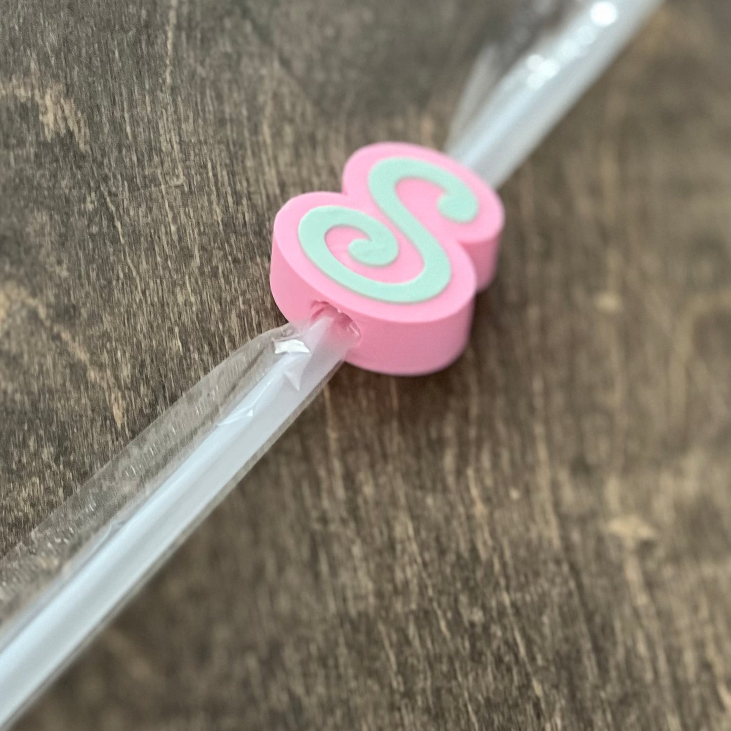 DONE TO ORDER: Cursive Initial Straw Topper, 40 oz Tumbler Straw Topper, Monogram Letter Straw Topper - SHCreations