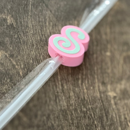 DONE TO ORDER: Cursive Initial Straw Topper, 40 oz Tumbler Straw Topper, Monogram Letter Straw Topper - SHCreations
