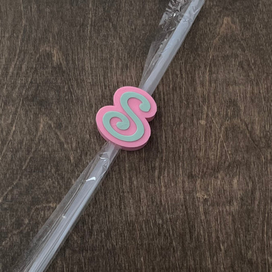 DONE TO ORDER: Cursive Initial Straw Topper, 40 oz Tumbler Straw Topper, Monogram Letter Straw Topper - SHCreations