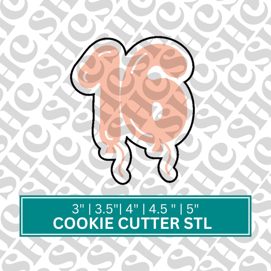3D-rendered STL file of a 16 balloon-shaped cookie cutter, showcasing a detailed design perfect for creating balloon-themed cookies.