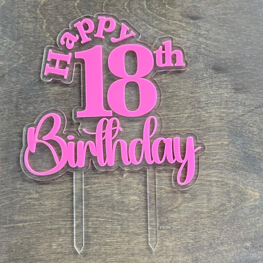 18th Birthday Layered Cake Topper SVG, Birthday SVG Cut File, Birthday Topper, floating cake topper, Laser cake topper, Acrylic Cake Topper