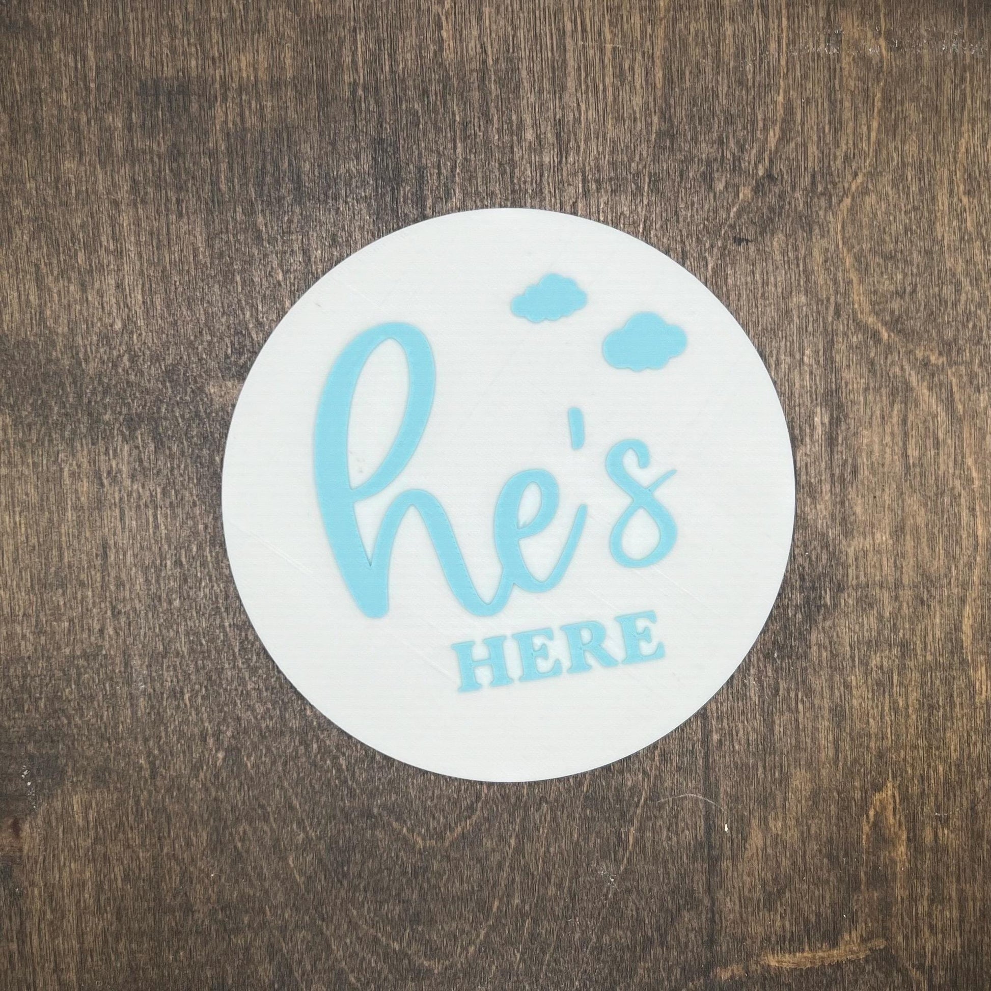 3D Baby announcement plaque, birth announcement stl, he's here stl sign, baby sign, birth plaque, gender reveal, baby, announcement