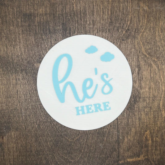 3D Baby announcement plaque, birth announcement stl, he's here stl sign, baby sign, birth plaque, gender reveal, baby, announcement