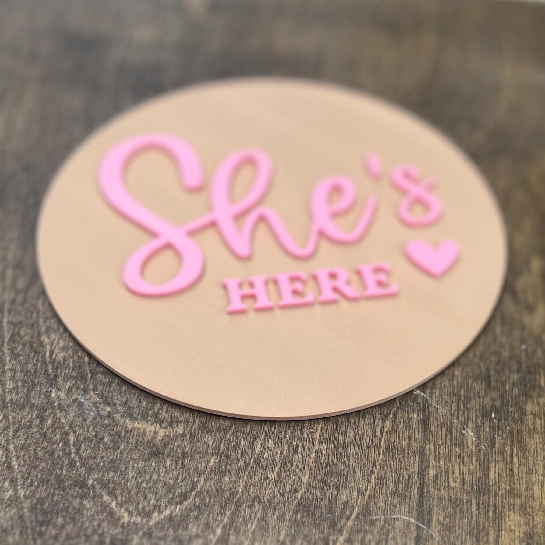 3D Baby announcement plaque, birth announcement stl, she's here stl sign, baby sign, birth plaque, gender reveal, baby, announcement