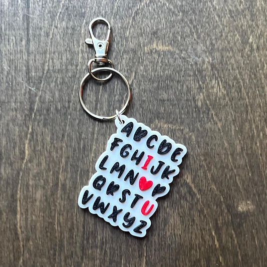 Alphabet "I Love You" Keychain STL File| Gift Design for 3D Printing |Valentine Keychain STL File | Alphabet Keychain Stl | Valentine Gift