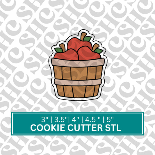 Apple Basket Cookie Cutter STL, Fall Harvest Cookie Cutter, Teacher Gift, 3D Print Autumn Cookie Cutter for Thanksgiving or Back to School