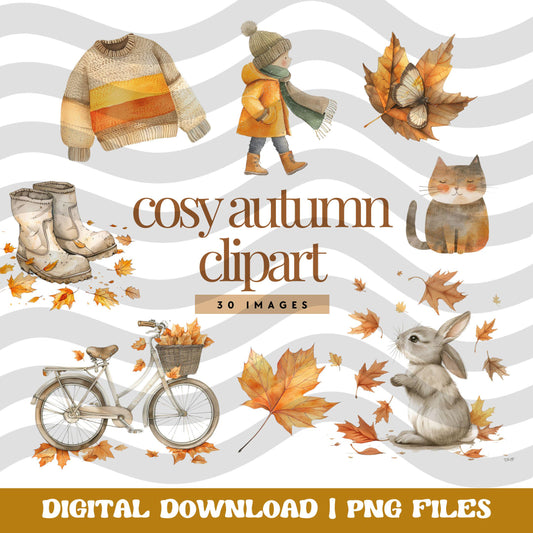Autumn Clipart PNG Files – Beautiful Fall-Themed Transparent Designs for Your Creative Projects, Autumn Clipart, Fall Clipart, Cozy Clipart