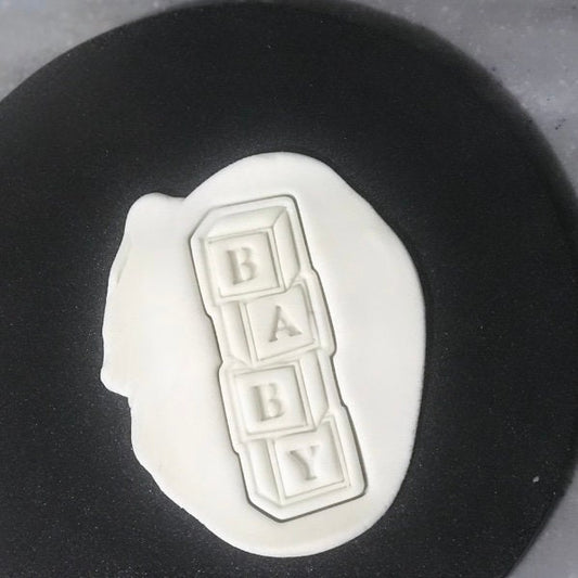 Baby Blocks Cookie Cutter and Fondant Stamp STL, Baby Shower Cookies