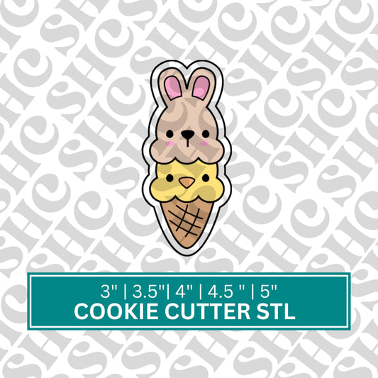 Bunny Icecream Cookie Cutter STL | Easter Treats Stl | Easter Bunny Cookie Cutter | Easter Egg Cookie STL |Bunny Treat Stl