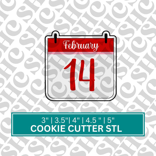 Calendar Cookie Cutter STL File, Valentine Calendar Cookies, Valentine Cookie Cutter ST, Vday Cutter STL, Unique Cookie Cutter