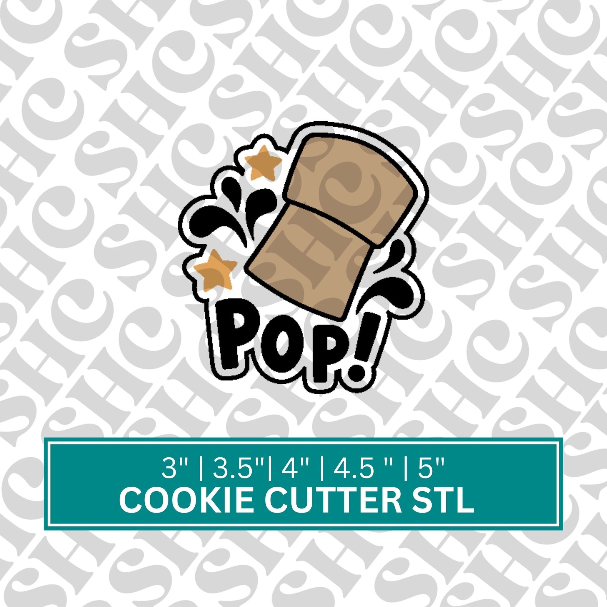 Champagne Pop Cookie Cutter STL | New Years Cookie Cutter STL| Champagne Cutter | Celebration Cookie Stl | Champagne Stl | New Years Pop Stl
