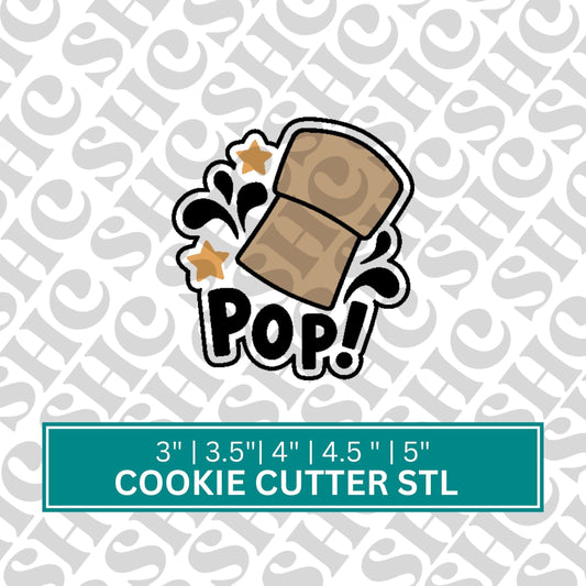 Champagne Pop Cookie Cutter STL | New Years Cookie Cutter STL| Champagne Cutter | Celebration Cookie Stl | Champagne Stl | New Years Pop Stl