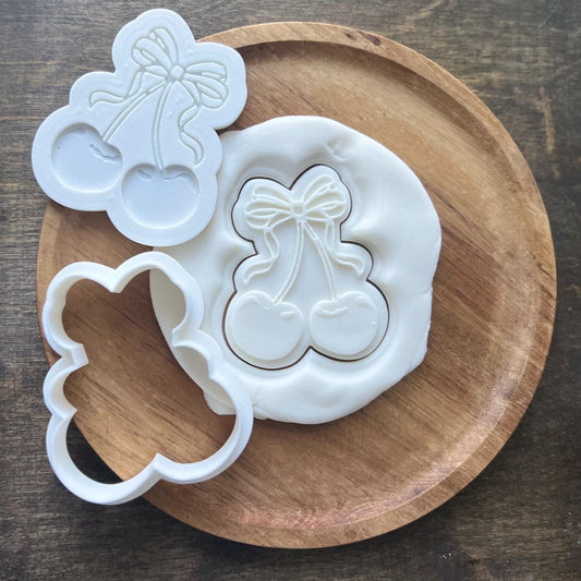 Cherry Embosser & Cookie Cutter | Cherries Embosser | Valentine's Cookies | Valentine Embosser | Valentine Debosser | Vday Cookies