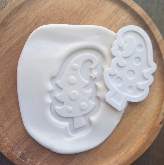 Christma Tree Cookie Cutter, Fondant Embosser, Whimsical Tree Cookie Cutter STL, Whimsical Tree Embosser, Xmas Cookies, Xmas Fondant Stamp
